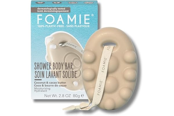 Foamie Soin Douche Shake Your Coconuts - Pain de douche solide sans silicones ni sulfates – Vegan & pH neutre – Ergonomique & écologique – Testé dermatologiquement, 80g