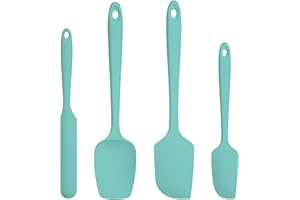 Spatule Silicone Lot de 4: U-Taste Cuisine Maryse Pâtisserie Résistante à la Chaleur 315℃, Ustensiles à Marise Patissier Alimentaire Antiadhésive Flexible sans BPA pour la Cuisson (Ciel Aquatique)