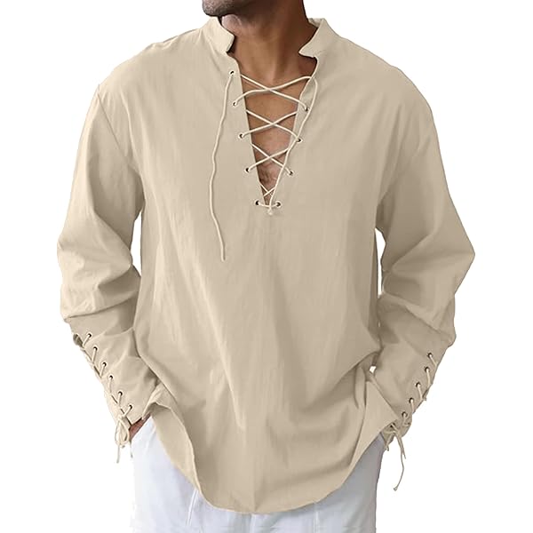 NANAMEEI Middeleeuwse harembroek voor heren, linnen, Viking, gothic, vrijetijdsbroek met elastische band, voor volwassenen, bruin, L