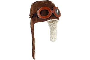HAIFLY Cappello invernale da aviatore, con caldi paraorecchie e occhialini, da bambino Marrone