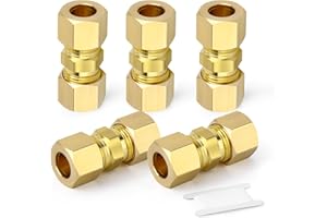 TAILONZ PNEUMATIC 2PCS Raccord de tube à compression en laiton, 6mm Tube OD x 6mm Tube OD Connector