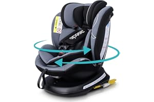 Reecle 360 Swivel Baby Car Seat with ISOFIX, Group 0+1/2/3 (0-36 kg), Approx. 0-12 Years (Black)