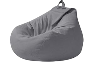 Highdi Poltrona Sacco Adulti 100 x 120 cm - Senza Imbottitura, Cotone e Lino Pouf Sacco Gigante, Grigio Bean Bag Chair per Soggiorno/Camera/Gaming