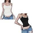 BIUBIULOVE Luvette Tank,Invisible Strap Tank Top for Women,Thin Clear Strap Tank Tops,Ribbed Invisible Tank Top,Tank Top Invisible Straps