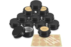 YANCAER 24 Stück 5ml - D26mm x H15mm Matt Schwarz Aluminium Leer Döschen mit Schraubdeckel Runde Reise Blechdose Cremedose Tiegel Aludose für DIY Kerze, Creme, Kosmetik