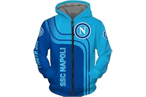 HAOZAILIN Giacca da Uomo con Cappuccio E Pullover per SSC Napoli Stampa Maglione Unisex Felpe A Maniche Lunghe Felpa con Cappuccio da Rugby T-Shirt Sportiva Adolescenti