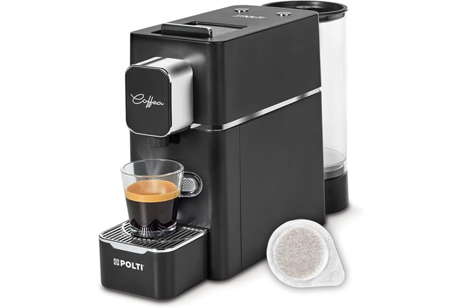 Polti Coffea S15B, Espresso Coffee Machine, Compatible with E.S.E. Pods 44 mm, Tank 0.85L, Pump Pressure 19 Bar, Black