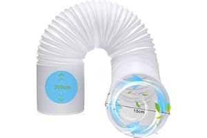 SKYYUE Tubo Scarico Climatizzatore Portatile Tubo Condizionatore, Tubos di Sfiato Estensibile Lungo 2M/3M Diametro 13cm/15cm, Aria Condizionata Portatile Tubos per Sistema di Ventilazione (150mm, 2M)