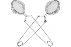 EZRANOVA Lot de 2 pinces à thé en acier inoxydable, passoire à thé moderne de haute qualité en acier inoxydable, trous de filtration fins, filtre facile, infuseur à thé peut être utilisé pour filtrer les