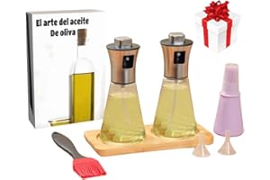 JCSSHOPING 2 Sprays pulverizador de Aceite cristal pincel pulverizador aceite dispensador aceitera dosidicador freidora aceite y de REGALO libro digital EL ARTE DEL ACEITE DE OLIVA