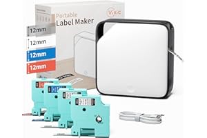 ‎VIXIC Vixic Etikettendrucker, Tragbarer D1600 beschriftungsgerät Bluetooth Selbstklebendes Etikettiergerät, Mini selbstklebend Labeldrucker, Thermo Label Printer mit iOS Android, Weiß-Schwarz