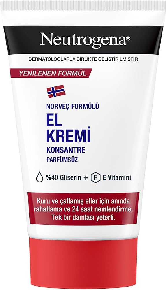 Neutrogena Norveç Formüllü Parfümsüz Konsantre El Kremi 50 ml | %40 Gliserin ve E Vitamini, Kuru ve Çatlamış Eller İçin 24 Saat Nemlendirme