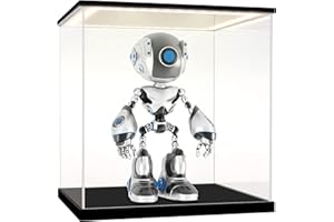 Huijintao Vitrine pour Collection, Boite Acrylique Transparent, Vitrine Voiture Miniature, Vitrine Exposition Vitrine Acrylique pour Figurine, Miniature, avec éclairage LED (20x20x25 cm)