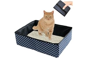 Omxyinma Bac à Litière pour Chat Pliable, Portable, Bleu, Taille Moyenne, Pour Propriétaires de Chats, Voyageurs, Propriétaires d'Animaux de Compagnie, Unisex, Toutes les Âges