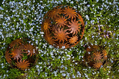 3er Set Dekokugel, Rost, Sonne - 3