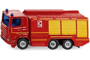 siku 1036001, Camion Citerne de Pompiers France, Jouet automobile, métal/plastique, rouge, Attelage de remorque
