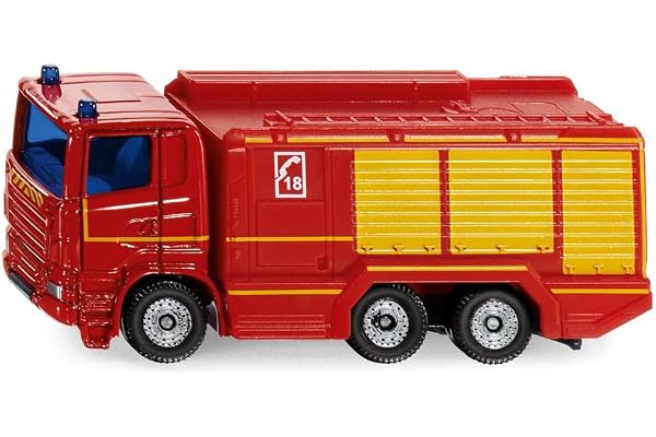 siku 1036001, Camion Citerne de Pompiers France, Jouet automobile, métal/plastique, rouge, Attelage de remorque