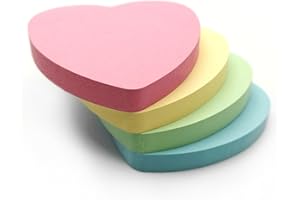 EVG Heart Sticky Notes Pastel Colours Yellow, Pink, Green, Orange | 400 Sticky Pads (76x76mm) Set of 4 (100 Sheets Per Pad) | Stationery, Office Accessories, School Supplies for All Occasions