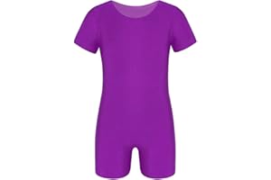inlzdz Unisex Kinder Kurzarm Turnanzug Jungen Mädchen Gymnastikanzug Ballett Trikot Leotard Tanzbody mit Shorts Gymnastikbody Gr.104-164