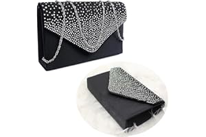 STEELFEVER Women Diamante Envelope Clutch Bag Evening Handbag Purse Wedding, Bridal, Prom, Party Shoulder Bags