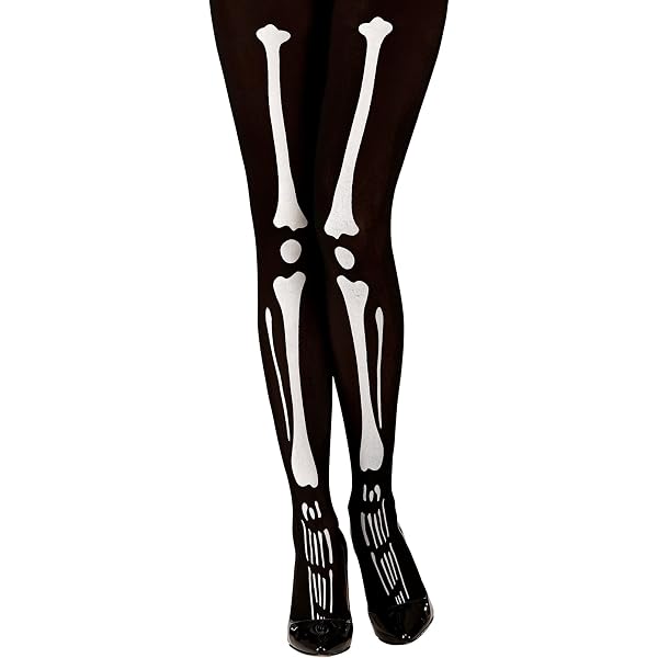 Collants Halloween Squelette Femme - Motif Tête De Mort Avec Résille, Opaques, Pour Fête, Carnaval, Jour Des Morts - 5
