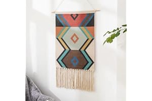 BMIDRUT Arazzo da appendere alla parete in macramè, stile bohémien, decorazione artistica per la casa, per appartamenti, dormitori, porte, 50 x 85 cm (C7)