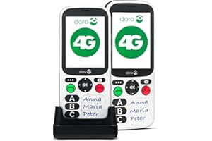 Doro 780X Teléfono Móvil 4G Dual SIM para Mayores con Teclado Simplificado, Botón de Asistencia, GPS y Base de Carga Ideal para Pérdida de Memoria [Versión Española] (Blanco)