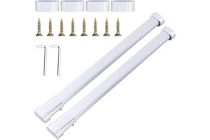 ELBOURN 2 Pack Wardrobe Rail Extendable, Wardrobe Rail 42-70cm, Hanging Rails for Clothes, Wardrobe, Shower, Kitchen, Windows with End Sockets, Screws