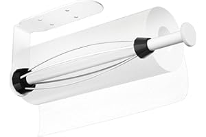 HiFan Paper Towel Holder, One-Handed Tearable Paper Towel Holder Under Cabinet, Wall Mount Adhesive & Drilling Paper Towel Holder for Kitchen/Toilet (White)