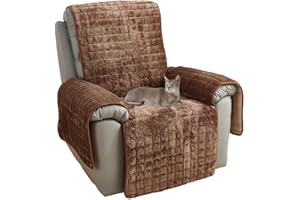 NUODWELL Recliner Chair Cover, Plush Non Slip Armchair Cover, Super Soft Washable Sofa Slipcover Furniture Protector Cover for Kids and Pets (Coffee, 53 * 190CM)