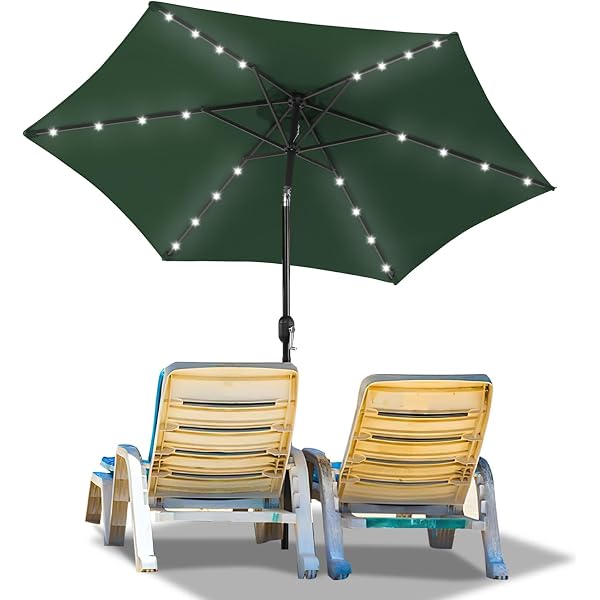 VA-Cerulean Sonnenschirm – 350 Cm Durchmesser, Mit Kurbel & LED, UV-Schutz