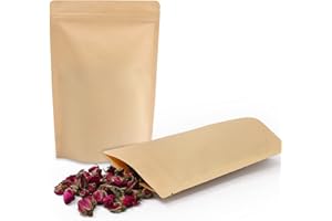SumDirect 50 Stk Papier Beutel Kraftpapier mit Folie Ausgekleideten,Papiertütchen mit Boden für die verpackung von kaffee,tee lebensmittel (13x21CM)