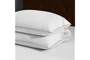 DWR Almohadas de Plumas y Plumón de Ganso,Paquete de 2 Lujosa Plumón de Plumas Orgánico Almohadas, Diseño de 3 Habitaciones, Relleno de Pluma de Ganso, Lavable a Máquina,Blanco 40x80cm