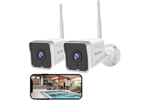 Septekon Security Camera Outdoor, 2K CCTV Camera Wireless WiFi, Night Vision, Motion Detection,Waterproof Home Surveillance Camera with 2-Way Audio, Cloud Storage, Work with Alexa - 2 Pack