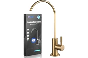 ESOW Kitchen Water Filter Faucet, 100% Lead-Free Drinking Water Faucet Fits Most Reverse Osmosis Units or Water Filtration System in Non-Air Gap, Stainless Steel 304 Body Brushed Gold Finish
