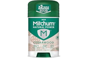 Mitchum Men Natural Deodorant Stick, Aluminium Free, Vegan, Cruelty Free, 96% Natural Ingredients, Cedarwood