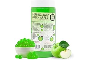 Fruit Popping Boba Pearls pour Bubble Tea Mix - Perles de tapioca Fruit Popping par Bubble Mania prêt à manger (Pomme verte, Paquet de 1)