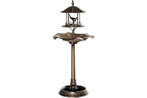 Outsunny Bain d'oiseaux Abreuvoir pour Oiseaux jardinière 3 en 1 dim. Ø 50 x 113H cm polypropylène Bronze Antique