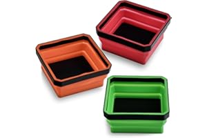 LEONTOOL Faltbares magnetisches Teile-Tablett, Silikon-Werkzeugablagen, faltbare magnetische Teilehalter für Bolzen, Schraubenmutter und kleine Metallteile, 11,4 cm, quadratisch, kleine magnetische