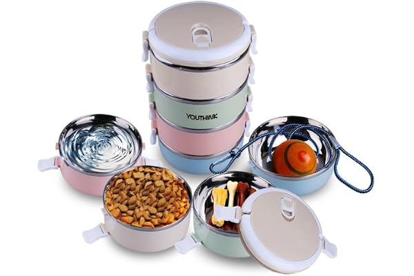 YOUTHINK Gamelle de Voyage Anti-déversement pour Chien et Chat en Acier Inoxydable 304 Multi-Couches avec poignée pour Animaux de Compagnie en Plein air Voyage Alimentation surélevée