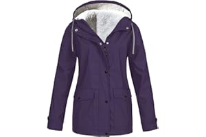 RLEHJN Manteaux Imperméables Vestes Femme Coupe-Vent Chaud Grande Taille Pardessus Épais Couleur Unie Rayé avec Cordon À Capuche Manteau de Neige Veste Vêtements D'Extérieur Automne Hiver