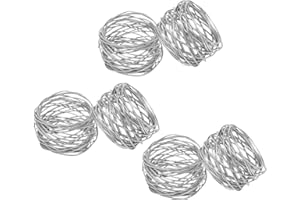 Kaizen Casa Handmade Silver Round Mesh Napkin Rings Holder for Dinning Table Parties Everyday, set of 6