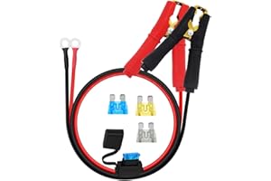 YINGAYOU Batterie Krokodilklemmen 12V mit Kabel Batterie Krokodilklemmen mit O Ring 6mm 14AWG 15/20A Sicherung für Motorräder, Autos, Lkw, Schiffe (1 m)