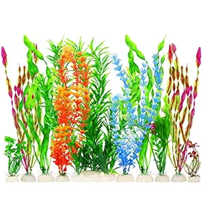 MyLifeUNIT Artificial Fish Tank Plants, Plastic Aquariums Plants Decorations, Set of 10 (Set of 10)