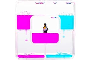 VIRTUENITY Liquid Sensory Square Penguin Timer pour l'Autisme, Les Besoins sensoriels, Le TDAH, la réduction du Stress, l'anxiété. Jouet pour l'Autisme et Les Besoins sensoriels spéciaux.