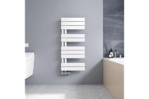 Meykoers Radiador toallero plano 90x40cm，radiador toallero baño panel blanco toallero secador conexión lateral diseño