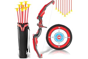 ‎DOLOOWEE Doloowee Pfeil und Bogen Spielzeug für Kinder, Bogenschießen Set mit LED-Leuchten –1 Superbogen, 8 Saugnapfpfeile, 1 Zielscheibe, 1 PfeilKöcher, Indoor Outdoor Spielzeug für Jungen Mädchen