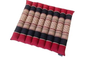 Collumino Thai Kapok Roll Up Yoga Seat Cushion for Home ~ Beach ~ Camping ~ Yoga ~ Meditation ~ Mindfulness ~ Massage ~ Relax (Black, Red)