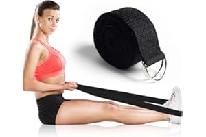 COYUN Yoga Cinturon, de Cordones con Hebilla de Anillo en D de algodón Natural, Fija la Postura para Mejorar la flexibilidad del Cuerpo y Ayudar al Estiramiento Muscular, 1.8m
