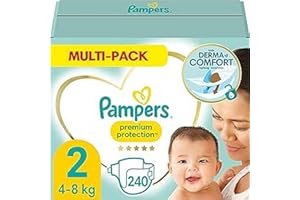 Pampers Premium Protection Pannolini taglia 2, 240 strati, (4-8 kg) pacchetto mensile